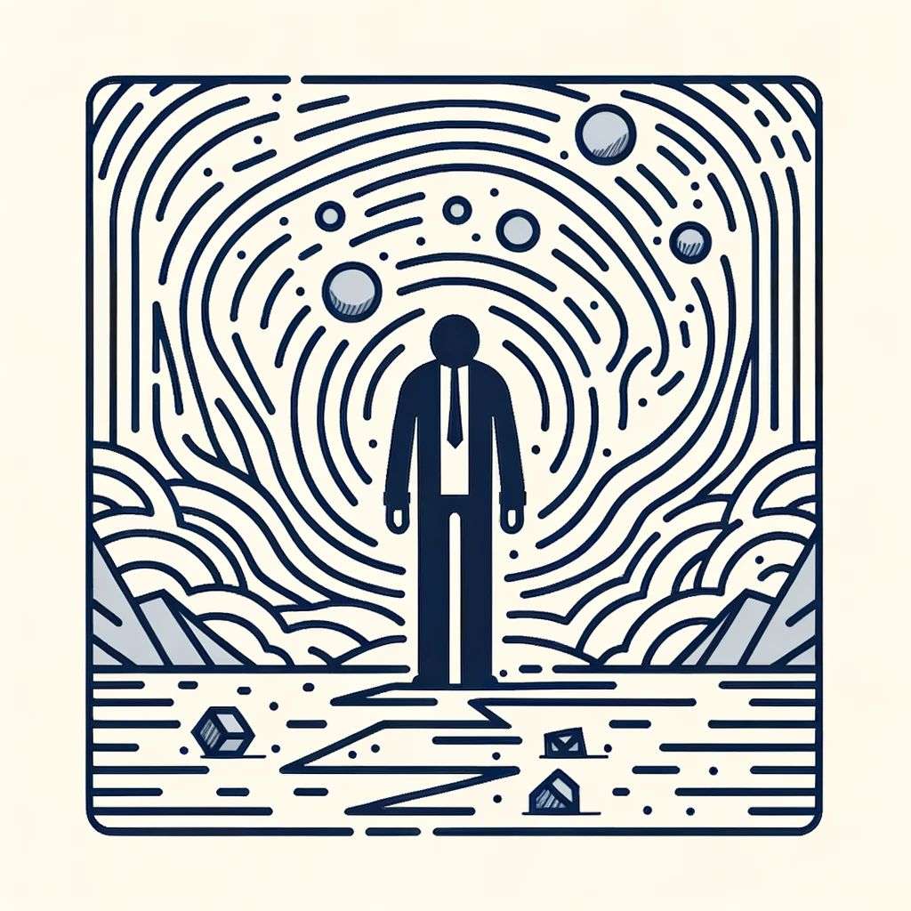 a representation of anxiety, modern flat design style illustration with line elements